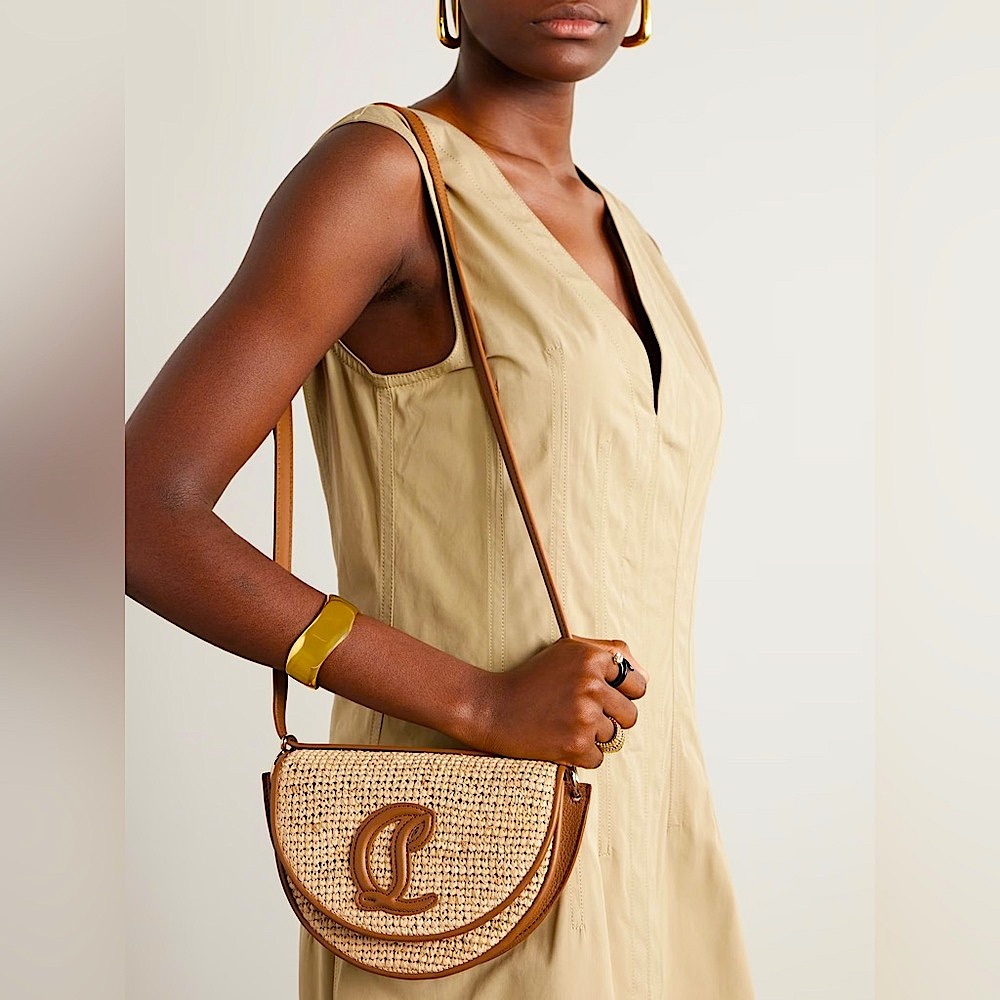 NEW🔥Christian Louboutin By My Side Raffia & Leather Crossbody Bag🔥